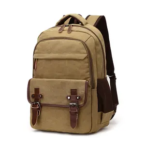 Canvas Rucksack Backpack Vintage Laptop Backpack for Men Women, Travel Laptop Backpack College School Computer Bag Daypack