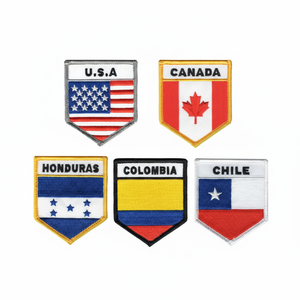 Pin de bandera Insignias Hierro reciclado en parches Bordado Bandera nacional Bandera personalizada Insignias de tela tejida Parches bordados de hierro - Product Image 1