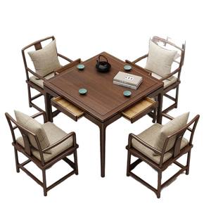 Solid Wood Square Table With Chairs 5 Piece Set Convertible Dining Room Furniture New Chinese Style - Product Image 5