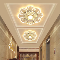 Plafonnier encastré à LED dimmable, design moderne, abat-jour rond en verre, perles de cristal K9, chrome poli