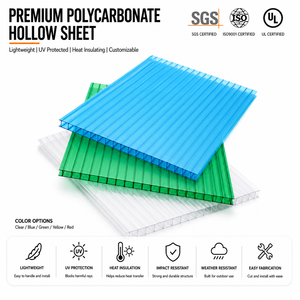 Panneau <span class=keywords><strong>alvéolaire</strong></span> en <span class=keywords><strong>polycarbonate</strong></span> haute résistance BAKWAY 8mm 12mm 16mm transparent avec revêtement UV pour toitures de serres et puits de lumière - Product Image 1