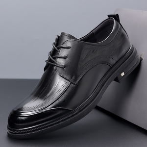 Chaussures en cuir pour hommes 2026 – Nouvelle collection printemps – Style britannique décontracté et habillé pour le quotidien – Noir à lacets en cuir véritable - Product Image 6