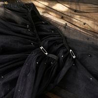YouLaPan Jupe de superposition moderne noire ornée de perles pour robe de mariée, traîne de mariée longue pour soirée romantique