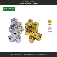 Dés en acrylique électroplaqués D6, dés à six faces, finition métallique or et argent, coins arrondis, accessoires de jeu de société RPG
