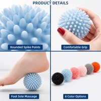 Pelota de Masaje con Púas para Alivio de Músculos de la Espalda, Cuello y Plantas de los Pies, Ejercicio, Fitness, Yoga