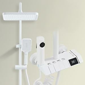 Set pancuran air kamar mandi, panas dingin terpasang di dinding sistem mewah hujan hujan Set pencampur Pancuran Piano luar ruangan sistem Set keran mandi - Product Image 6