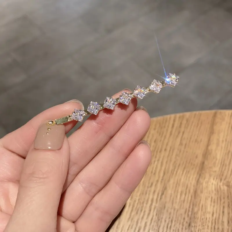 Modedesigner Korean Bling Zirkon Diamant Kristall Strass Perle Haarnadel Haars pangen Bobby Pin Schmuck Frauen