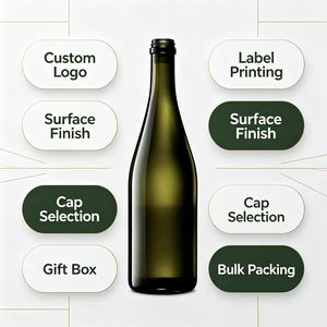 Bouteille de vin en verre vert foncé personnalisée vide 750 ml, bouteille de vin de <span class=keywords><strong>Bourgogne</strong></span> avec étiquette logo personnalisée pour vin <span class=keywords><strong>blanc</strong></span> <span class=keywords><strong>Chardonnay</strong></span>, vente en gros - Product Image 4