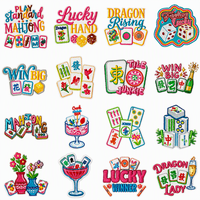 Patchs thermocollants brodés sur le thème du Mahjong, avec slogan amusant et tendance, applique élément Mahjong pour veste, sac à dos, décoration DIY