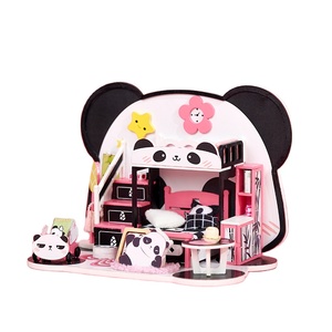 IIECREATE Panda Ber Treasure Jouet éducatif en bois 3D, meubles miniatures en papier et en bois, maison de poupée P-1015, décoration d'intérieur - Product Image 1