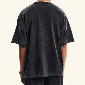 Camiseta de punto Hip Hop con LOGO personalizado para hombre, color sólido, 100% algodón, informal, manga corta, corte regular, transpirable, para verano. - Product Image 2