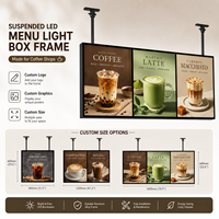 Bingkai LED Profil Aluminium Gantung Papan Menu Makanan Cepat Saji Kotak Lampu LED Untuk Restoran Tampilan Katering Komersial