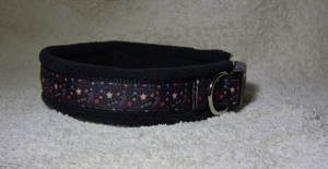 Collier pour chien en velours personnalisé, motif uni, réglable avec étoiles, choix de couleurs de doublure - Product Image 3