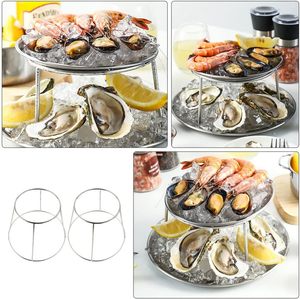 ชั้นวางโชว์อาหารบุฟเฟต์ของโรงแรมชั้นโชว์เค้กพิซซ่าขนมหวาน<span class=keywords><strong>2</strong></span>ชั้นทำจากสแตนเลสสำหรับชายามบ่าย - Product Image 4