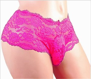 Calzoncillos Boxer Transparentes y Transpirables con Encaje Bordado, Cintura Media, para Hombres, con Bolsa, Tallas Grandes, Estilo Sissy - Product Image 4