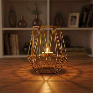Candelero de Hierro Dorado Nórdico con Forma de Polígono Geométrico, Portavelas para Velas de Té, Decoración para el Hogar, Regalo de Boda, Hecho a Mano, Marca Wonder, Logotipo Personalizado - Product Image 5