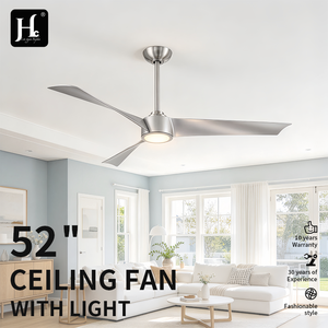Ventilateur de plafond moderne à 3 pales avec moteur DC et LED, télécommande, structure en fer, pales de 42/52 pouces, montage sur tige, finition noir et or, avec éclairage - Product Image 3