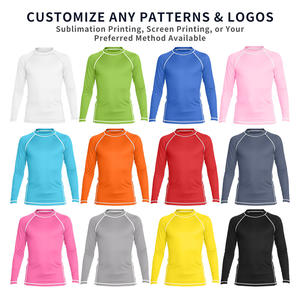 사용자 정의 키즈 래쉬 가드 탑 UPF 50 청소년 소년 소녀 긴 소매 빠른 건조 서핑 수영 래쉬가드 셔츠 스판덱스 폴리 에스터 - Product Image 3