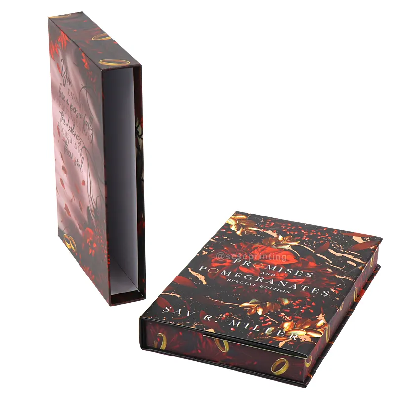 Luxe Gespoten Randen Boek Folie Stempelen Logo Hardcover Boek Full Color Boeken Afdrukken Met Slipcase