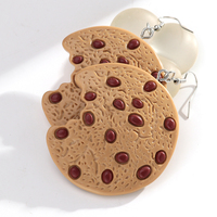 Pendientes de Resina con Forma de Galleta de Chocolate Redonda Mordida, Joyería Divertida para Fiestas, Pendientes de Plástico con Forma de Galleta de Frijol Rojo, Juguete de Comida, 2026