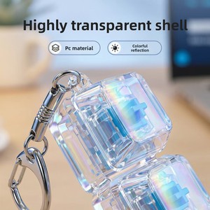 High-transparency Luminous Plastic Square Stress-relief Toy <b>Mechanical</b> <b>Keyboard</b> Keychain with 4-Key Button Cap - Product Image 6