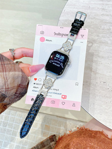 <span class=keywords><strong>Bracelet</strong></span> de montre <span class=keywords><strong>milanais</strong></span> en acier inoxydable Lucky avec diamants pour <span class=keywords><strong>Apple</strong></span> <span class=keywords><strong>Watch</strong></span> 49 46 44 42 40 mm, <span class=keywords><strong>bracelet</strong></span> de poignet en cuir avec boîtier Trifolium - Product Image 2