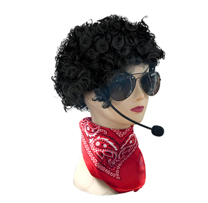 Peluca negra rizada Punk Rocker Disco para adultos 70s Accesorio de <span class=keywords><strong>disfraz</strong></span> de <span class=keywords><strong>Halloween</strong></span> para vestido de fantasía de Pascua - Product Image 3