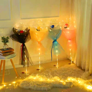 Bola de burbujas redonda con rosa luminosa, ramo de globos iluminados, globos para el Día de San Valentín Qixi, venta al por mayor, gran oferta - Product Image 2