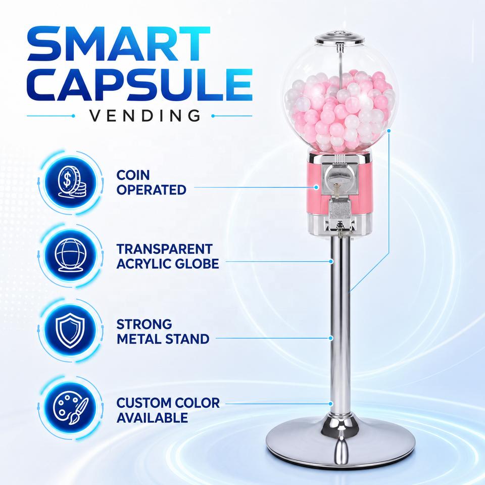 Simple Vending Machine Design Gumball and Candy Vending Machine Coin Operated Metal Capsule Toy ...