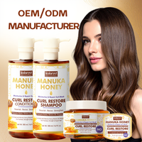 Shampooing et revitalisant au miel de Manuka en marque propre, shampooing et revitalisant à l'huile de coco biologique, ensemble pour réparer les cheveux abîmés, sans sulfate