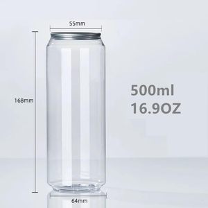 Lata de PET Transparente de 330 ml y 500 ml para Bebidas, Lata de Plástico Vacía para Refrescos con Tapa Fácil de Abrir, Logotipo Personalizado - Product Image 4