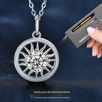 Collier de couple Soleil et Lune en argent sterling 925 avec moissanite originale, pendentif de clavicule haut de gamme pour femme, chaîne croisée