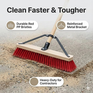 Balai à pousser professionnel de 18 pouces pour l'extérieur, brosse de rue robuste avec support en acier pour les entrepreneurs et les travaux de bricolage à domicile et au jardin - Product Image 4