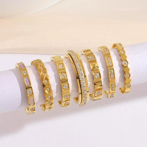 Dainty CNC micro kim cương lục giác thép không gỉ nhẫn Vàng Phụ Nữ CNC Inlay CZ Đá ban nhạc xoay spinner nhẫn Nhẫn cưới - Product Image 1