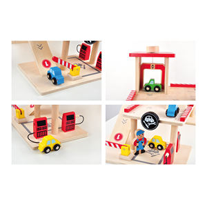 Jouets de stationnement en <span class=keywords><strong>bois</strong></span> pour enfants, jeu préscolaire pour la famille, construction d'escaliers, <span class=keywords><strong>garage</strong></span>, voitures - Product Image 4