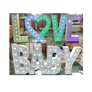 Custom 4Ft A-Z Wedding Signs Marry Me Love Mr & Mrs Baby Giant Light Up Marquee Letters