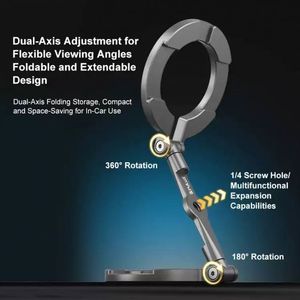 Support de téléphone portable pliable en alliage d'aluminium léger à double aimant pour voiture, idéal pour le streaming en direct en extérieur - Product Image 3