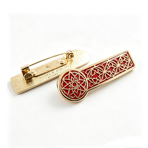 Insignia de Barra Personalizada de Metal Rojo Vintage con Mandala Esmaltado, Emblema de Esmalte Duro con Patrón Floral para Ropa Formal o Regalo - Product Image 2