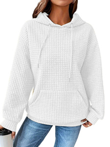 Sweat-shirt à capuche à manches longues de couleur unie pour femme, tendance mode - Product Image 5