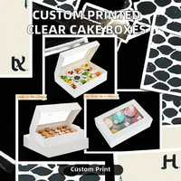 Boîtes à pâtisserie carrées personnalisées en papier kraft avec vernis, jetables, pour mini-gâteaux et cupcakes
