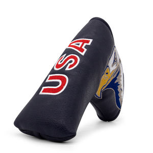 New Design Golf Black Leather <b>Putter</b> Head <b>Cover</b> Embroidery Golf Blade <b>Putter</b> Headcover With Magnetic - Product Image 1