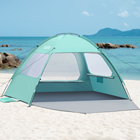 Tenda Pantai Rangka Fiberglass 8mm yang Ditingkatkan, Perlindungan UV UPF50+, Ukuran Keluarga