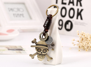 European and American Retro Halloween Skeleton <b>Keychain</b> Metal Pendant Cowhide <b>Keychain</b> <b>Personalized</b> Weaving Creative <b>Keychain</b> - Product Image 4