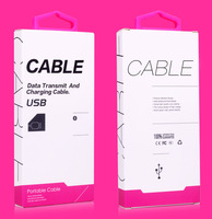 Boîte d'emballage en carton portable pour câble de charge rapide USB avec logo personnalisé, couleur du crochet pour l'électronique grand public