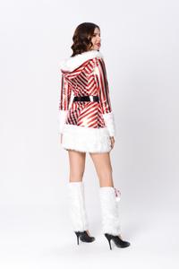 Disfraz de Espectáculo para Discoteca, Fiesta, Hotel, Actuación de Gogo, con Rayas Rojas y Blancas, Cubre Pies para Mujer, Fotografía - Product Image 3