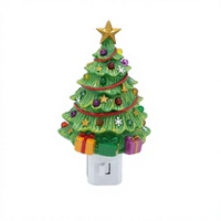 Niedliche Glänzende ABS Weihnachtsbaum LED-Nachtlampe Steckbare Festliche Heimdekoration mit Sanftem Warmem Licht Schreibtischlampe