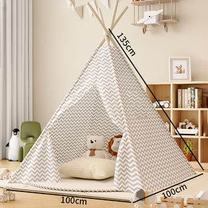 Tienda de campañ<span class=keywords><strong>a</strong></span> portátil para juegos, juguetes de lona de algodón para niños, tienda de juegos plegable para interiores, tiendas familiares triangulares - Product Image 1