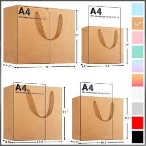 Personalized Recyclable Classic Brown Gift Shopping Jewelry Kraft Paper Bags Handles Black Pink Custom <b>Ribbon</b> Handle - Product Image 2