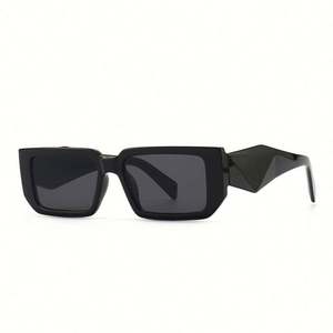 Nouvelles lunettes de soleil carrées de luxe rétro 2022 pour hommes et femmes, avec branches larges ornées de diamants, noires, protection UV400 - Product Image 4