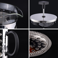 Cafetière à piston 600 ml en acier inoxydable et verre borosilicate avec filtre à 4 niveaux, logo personnalisé pour hôtel et café
